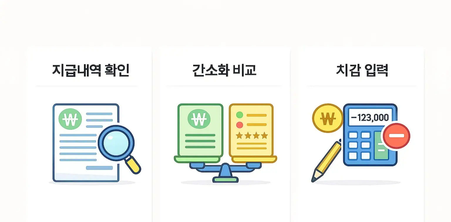 실비보험 연말정산 시 지급내역 확인부터 공제 대상 판단까지 실수 없이 준비하기 위한 핵심 체크포인트를 정리한 이미지입니다