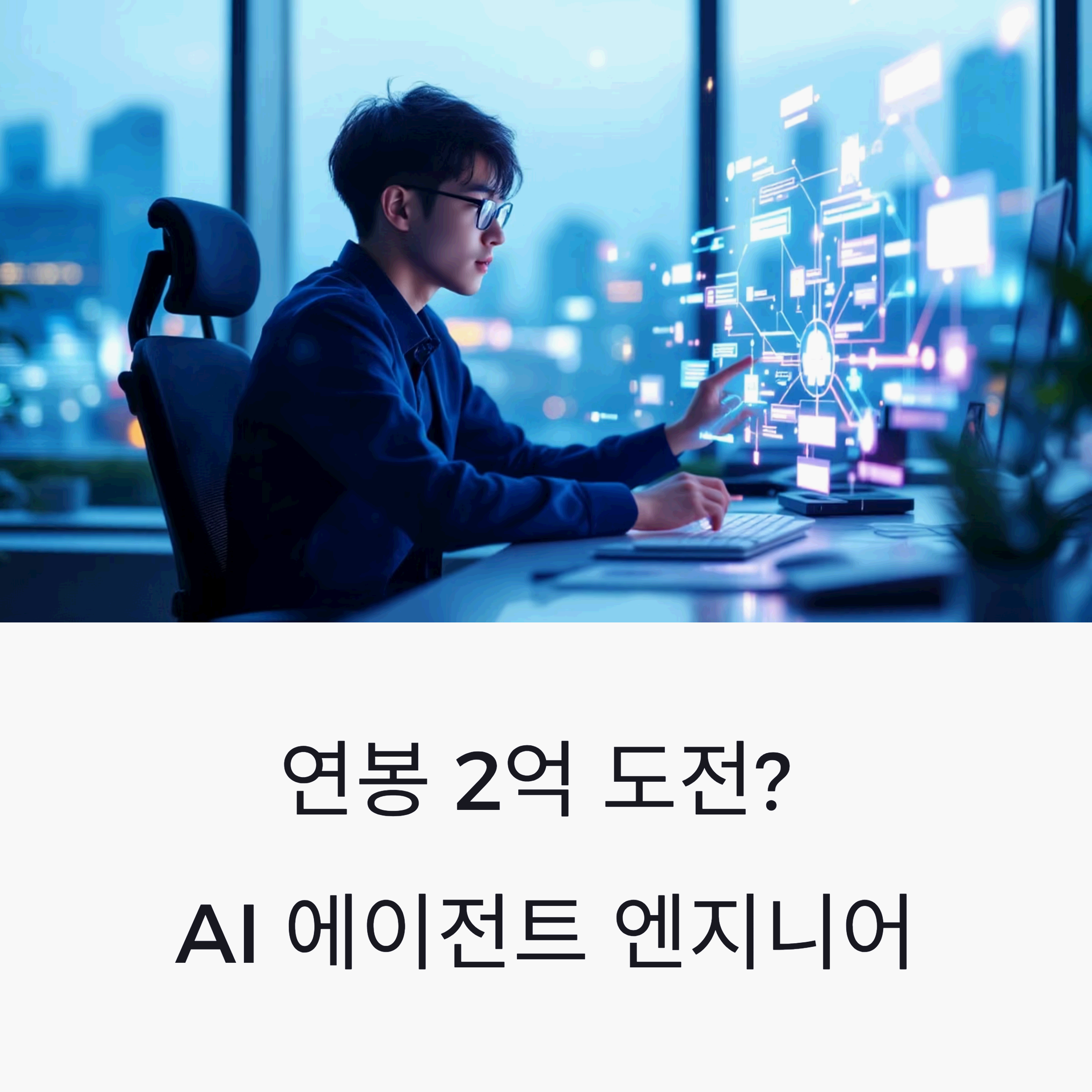 engineer in a modern office, designing a complex AI network