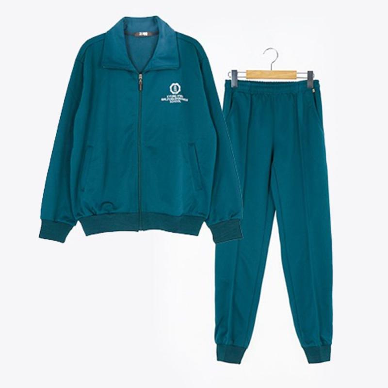 진한 청록색 체육복 세트 경화여자 이비지니스고 해당