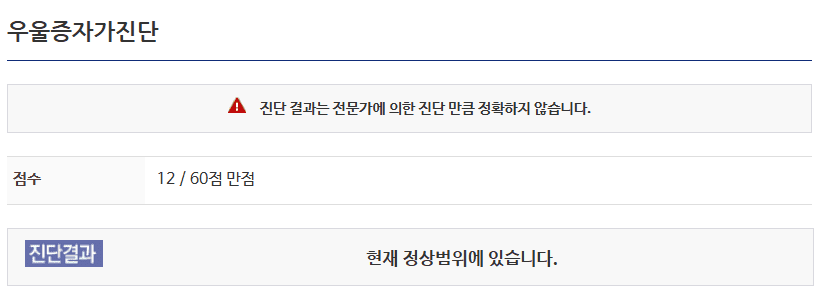 우울증-자가진단-검사결과