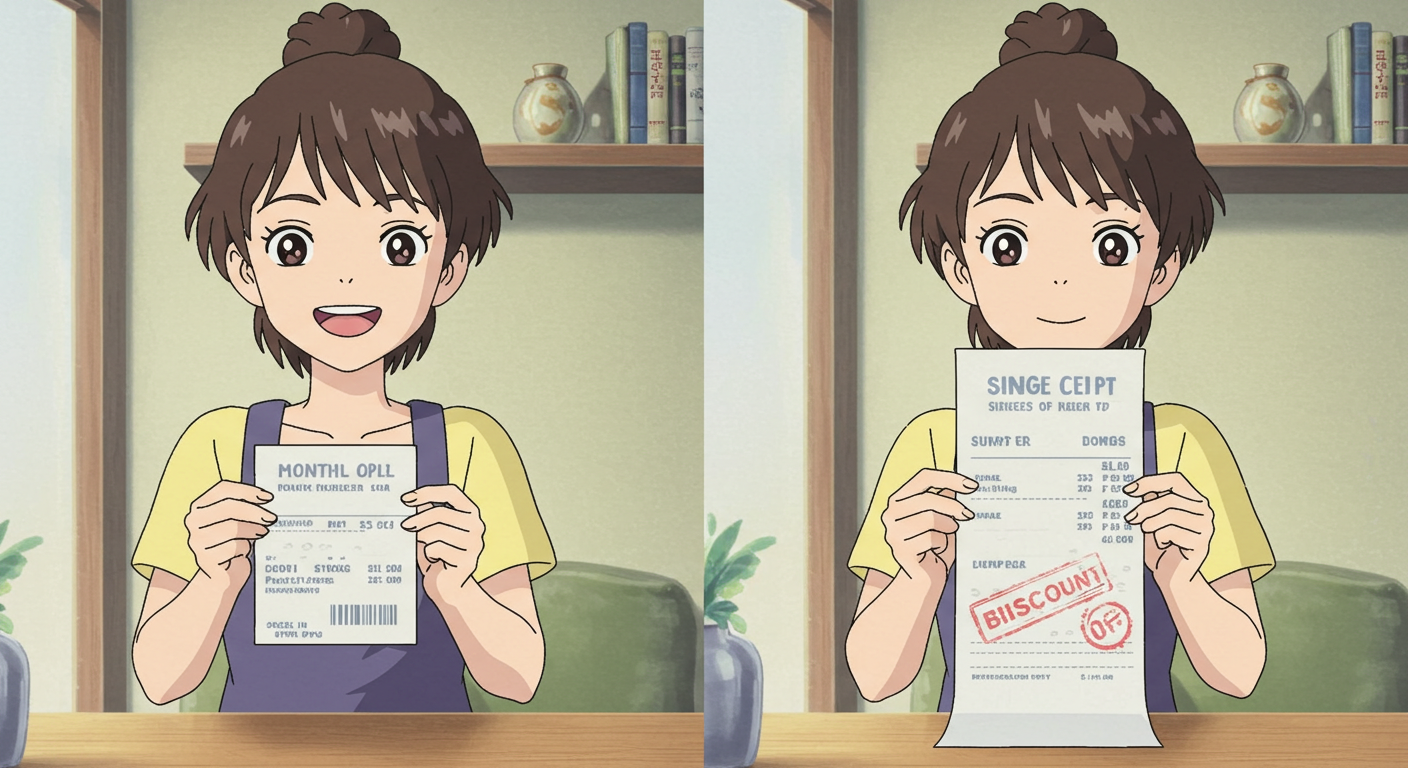 월납과 일시납 청구서 비교 장면