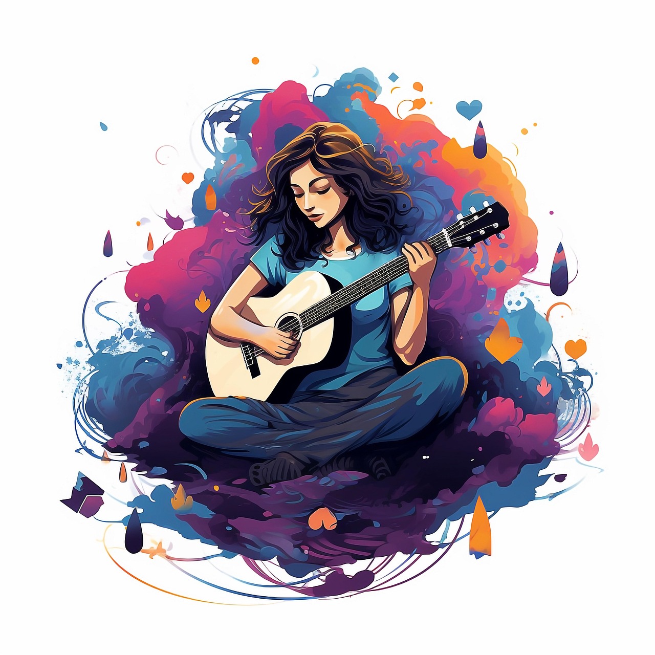 통기타로 스트레스 해소와 정서적 안정을 누리는 사진