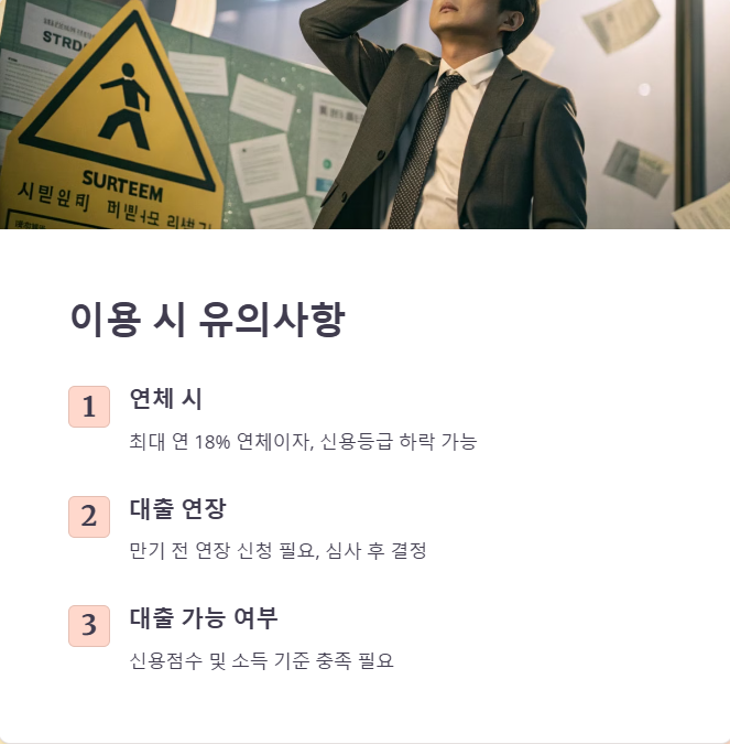 NH직장인 스마트론 이용 시 유의 사항