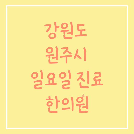 강원도 원주시 일요일 진료 한의원