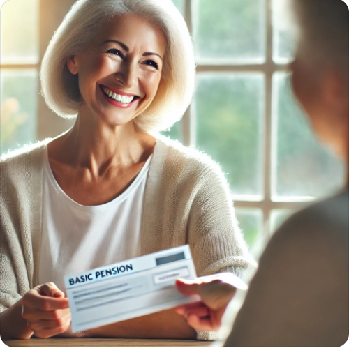기초 연금을 받는 모습을 표현한 이미지