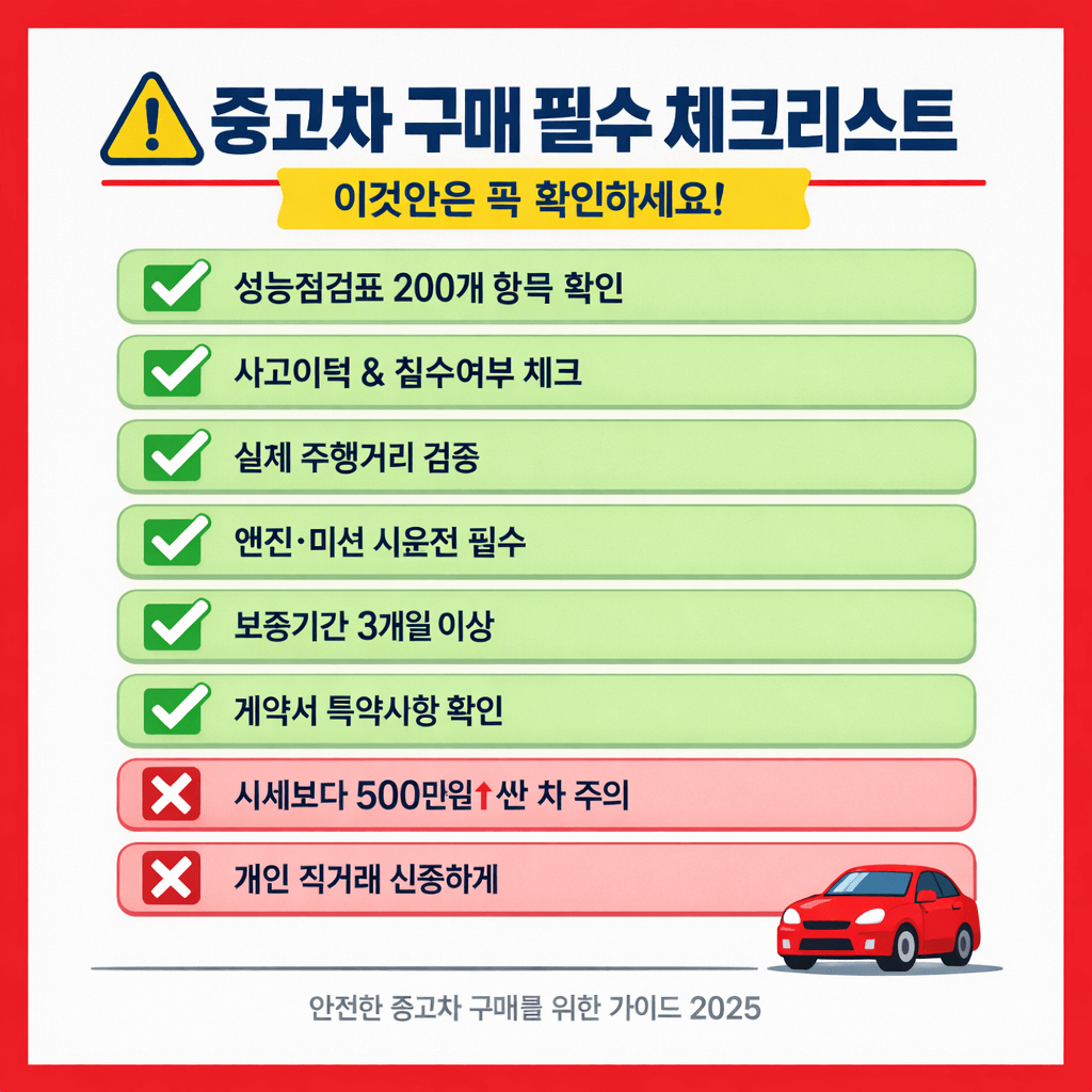 중고차 구매 체크리스트 인포그래픽