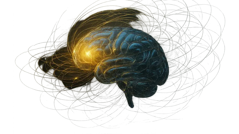 뇌의 전전두피질 영역이 활성화되면서 메타인지적 사고가 일어나는 모습을 시각화한 이미지
