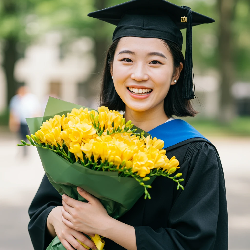 프리지아, 졸업식의 새로운 시작을 알리는 영원한 상징!