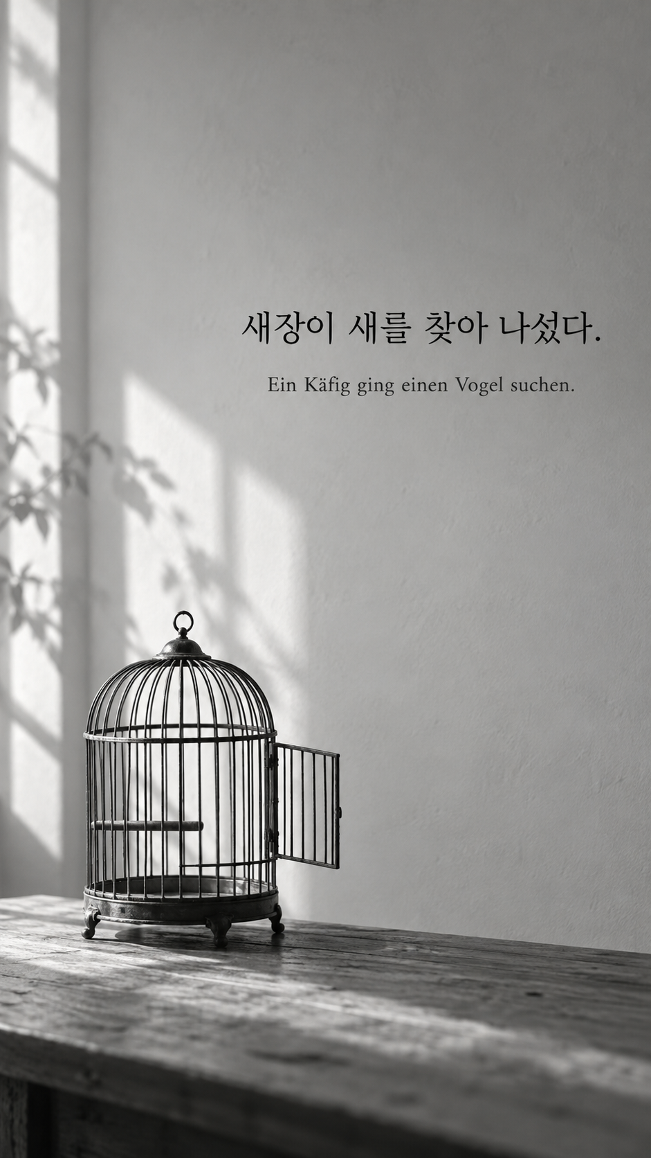 독일어 명언 23 프란츠 카프카 새장이 새를 찾아 나섰다. — 문이 열린 빈 새장
