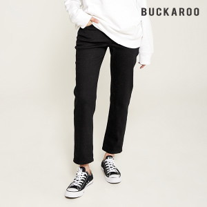 버커루 여성 스트레이트핏 기모 BLACK톤 데님팬츠 B194DP628P