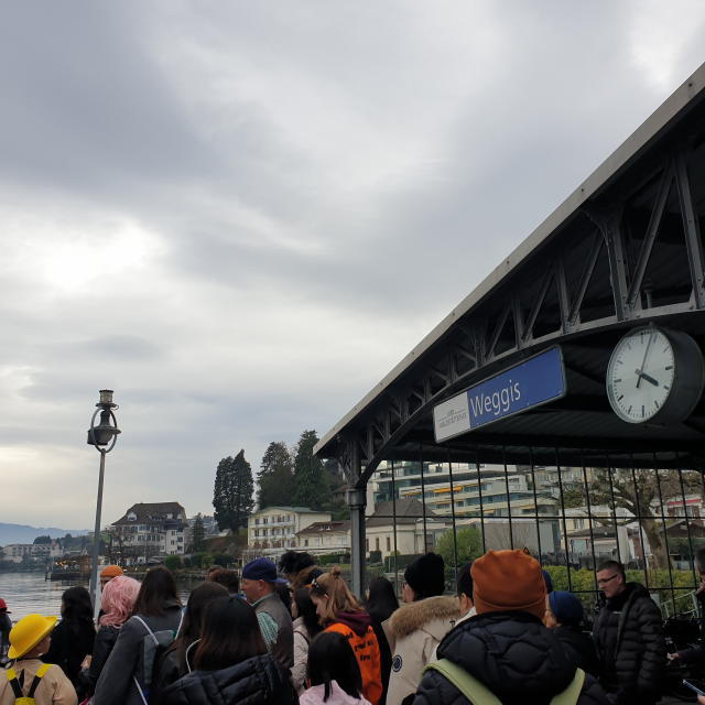 스위스 루체른 호수 베기스(Weggis)에서 Verkehrshaus Lido 가는 유람선 탑승