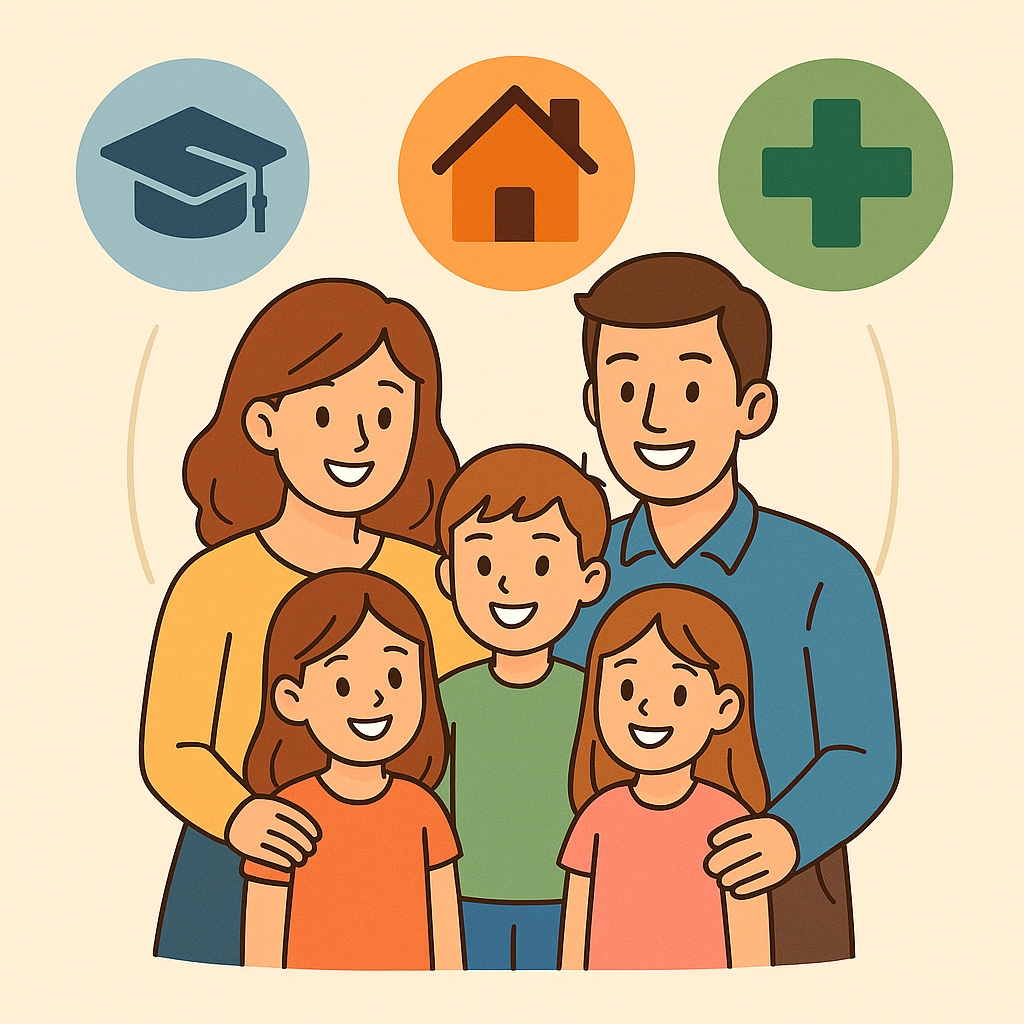 다자녀가족 일러스트