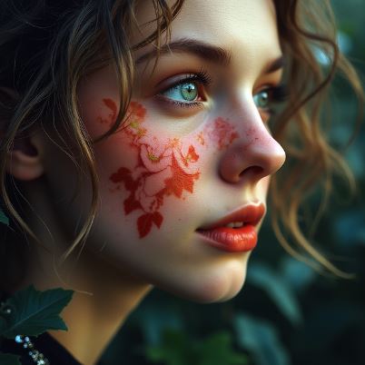 페이스 페인팅한 젊은 여성의 얼굴 사진