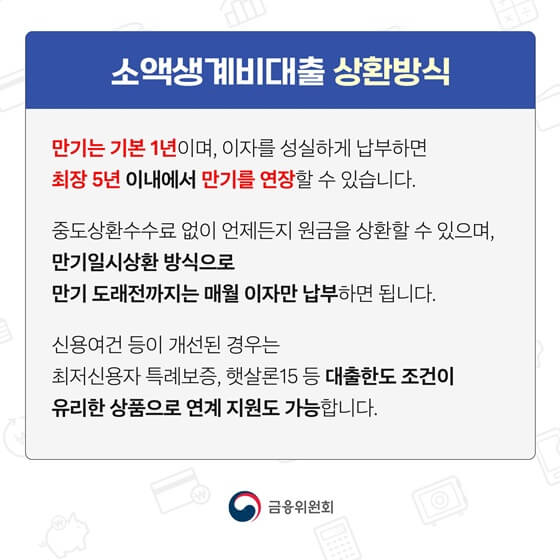 소액생계비대출 예약 안내