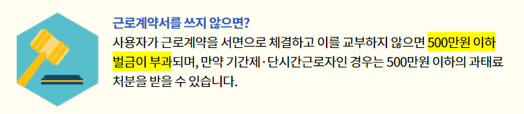 근로계약서를-쓰지-않으면-사용자는-500만원-이하의-벌금-또는-과태료가-부과됩니다.