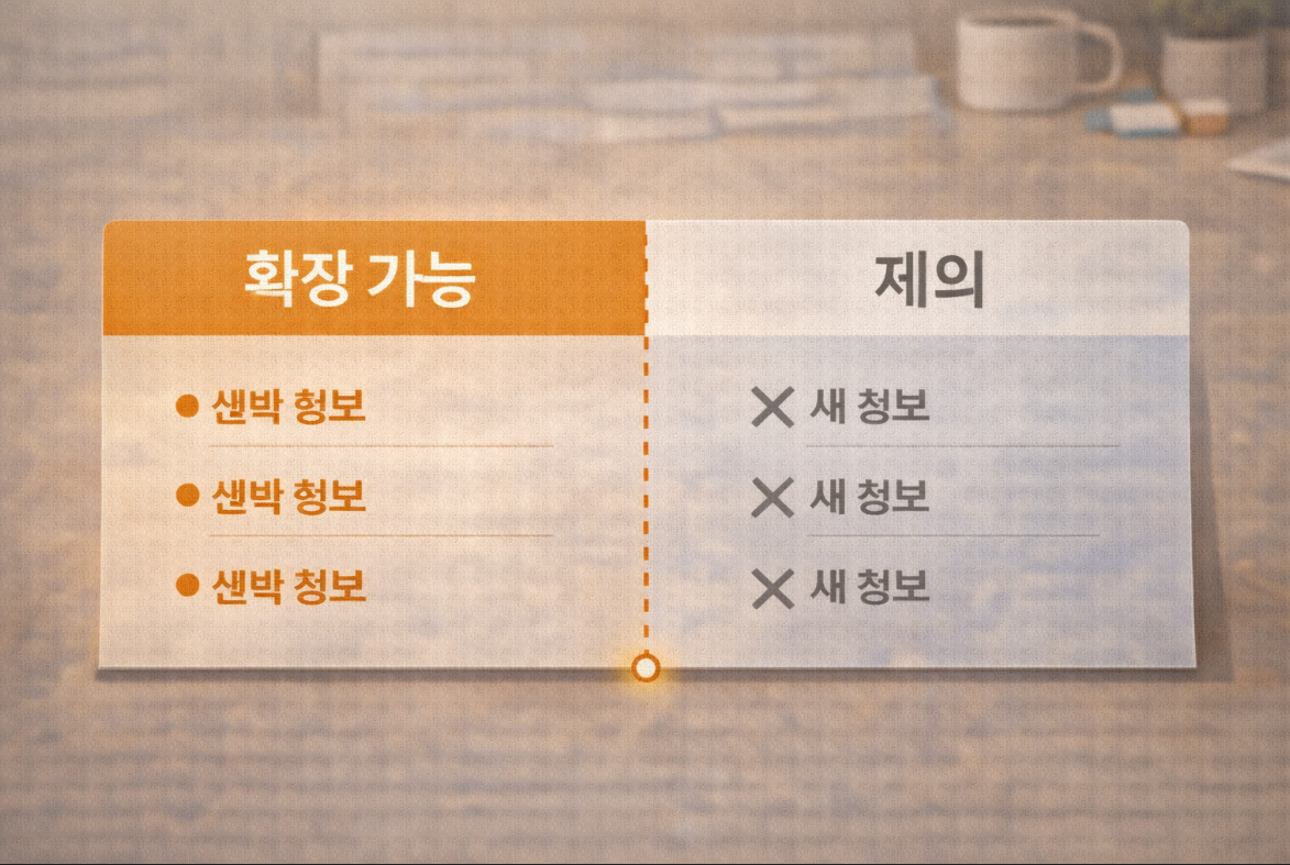 확장 가능 영역과 제외 영역이 구분된 콘텐츠 구조 이미지