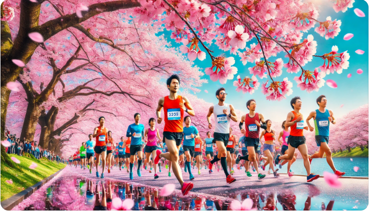 벚꽃마라톤 러너들