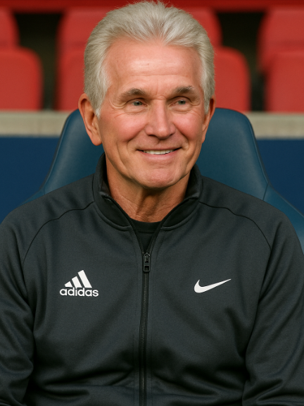 하이케스감독이 웃는 얼굴로 선수들을 바라보고 있는 모습