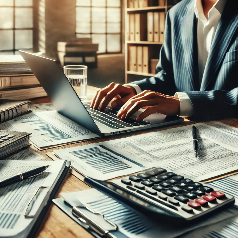 세무 업무를 보고 있는 사무실 장면