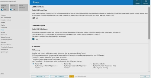 DELL PC BIOS 설정 화면