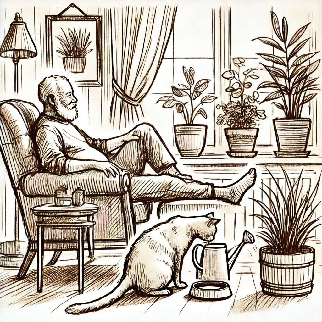 은퇴 후 고양이와 건강한 생활 관련 이미지