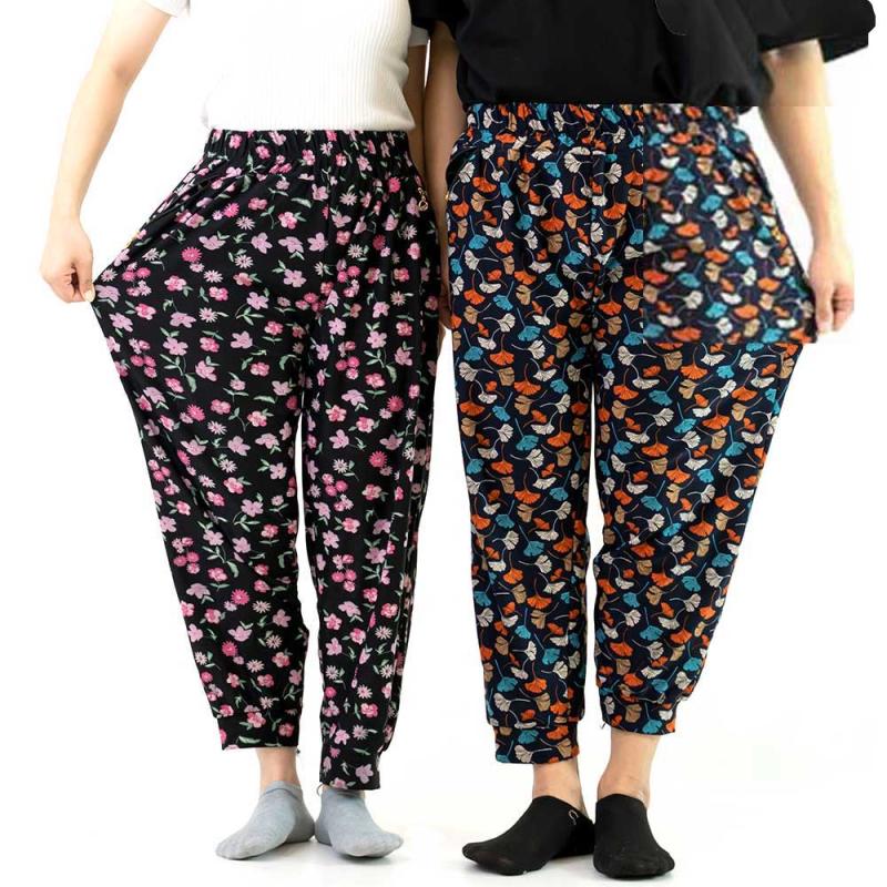 몸빼바지 냉장고바지 빅사이즈 융털 기모 봄 간절기 고무줄 꽃무늬 엄마 할머니 바지 일바지