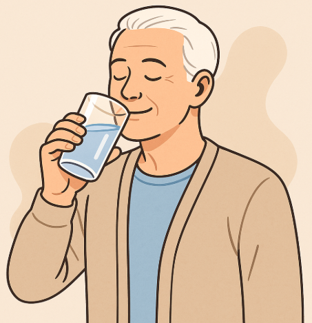 수분 섭취를 위해 물 마시는 모습