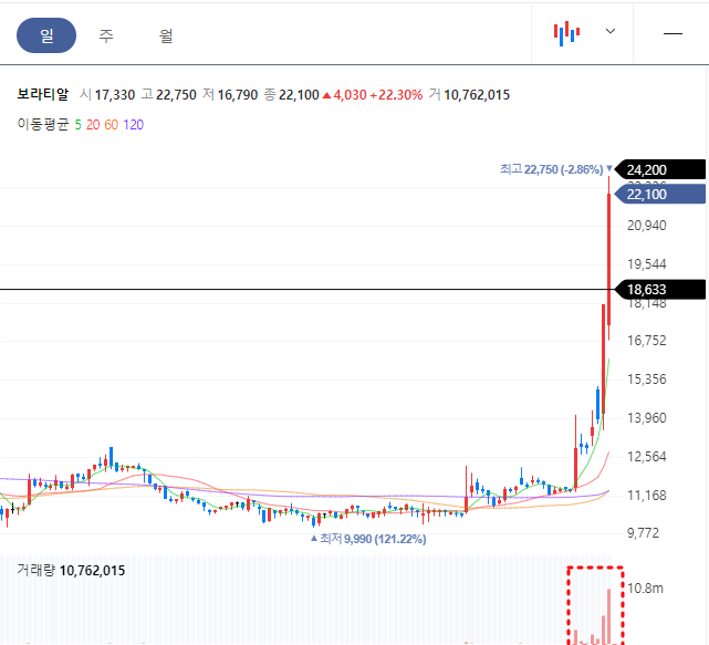 보라티알 일봉차트