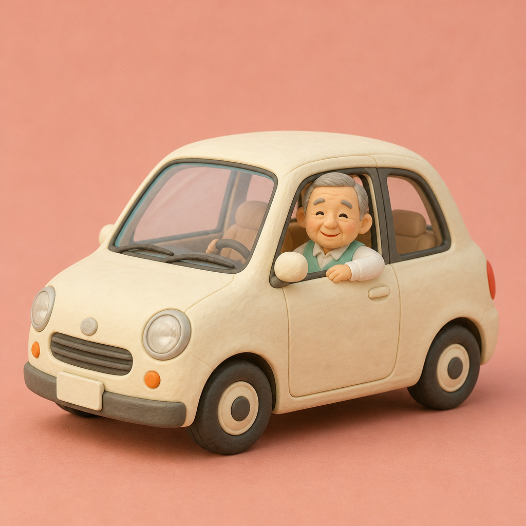 새 필터로 바꾼 뒤 맑은 하늘 아래 창문을 연 차와 할아버지