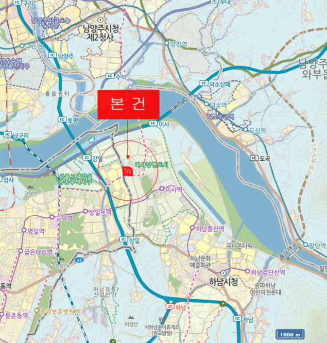 미사강변루나리움 아파트&amp;#44; 2022타경52251 위치도 