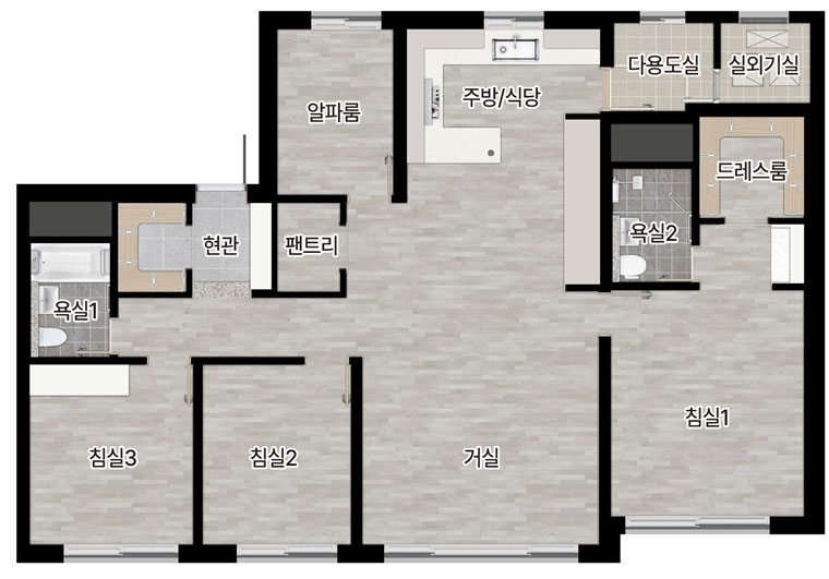 롯데캐슬 위너스포레 103A 타입 평면도