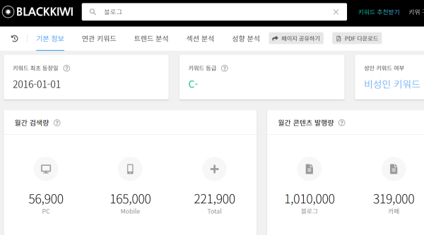 블랙키위 사이트 화면