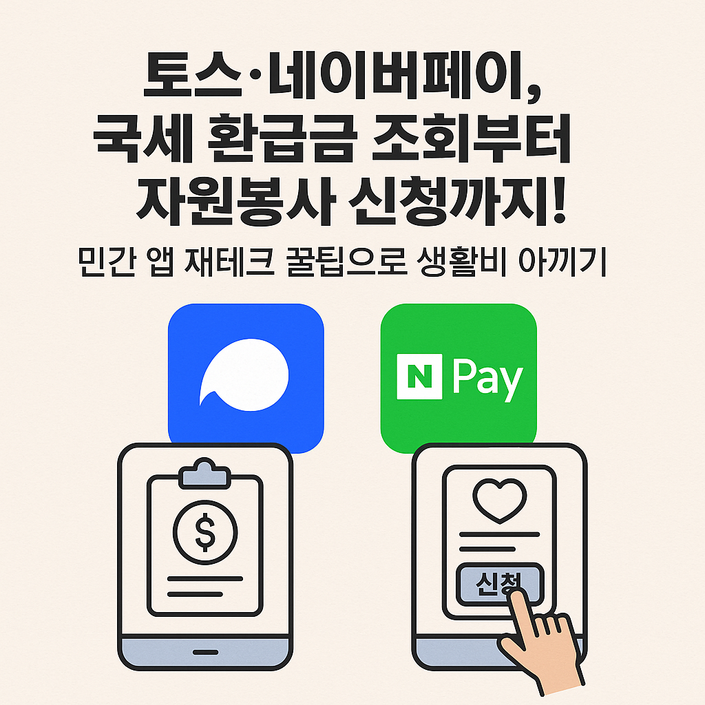 토스&middot;네이버페이, 국세 환급금 조회부터 자원봉사 신청까지! 민간 앱 재테크 꿀팁으로 생활비 아끼기