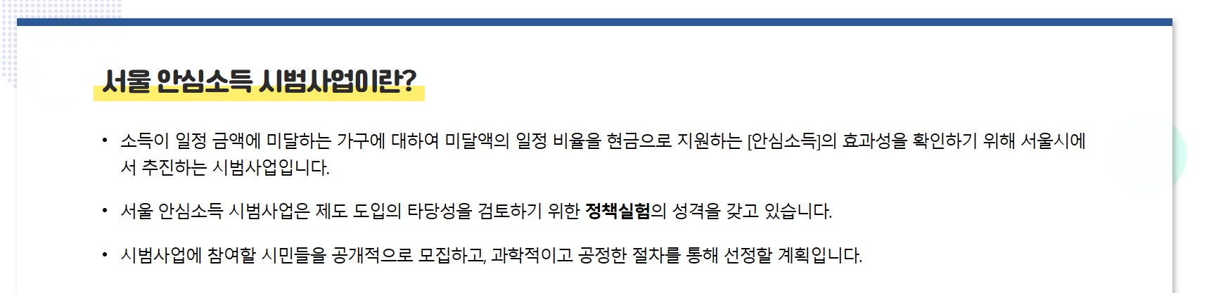 서울시 안심소득 개요