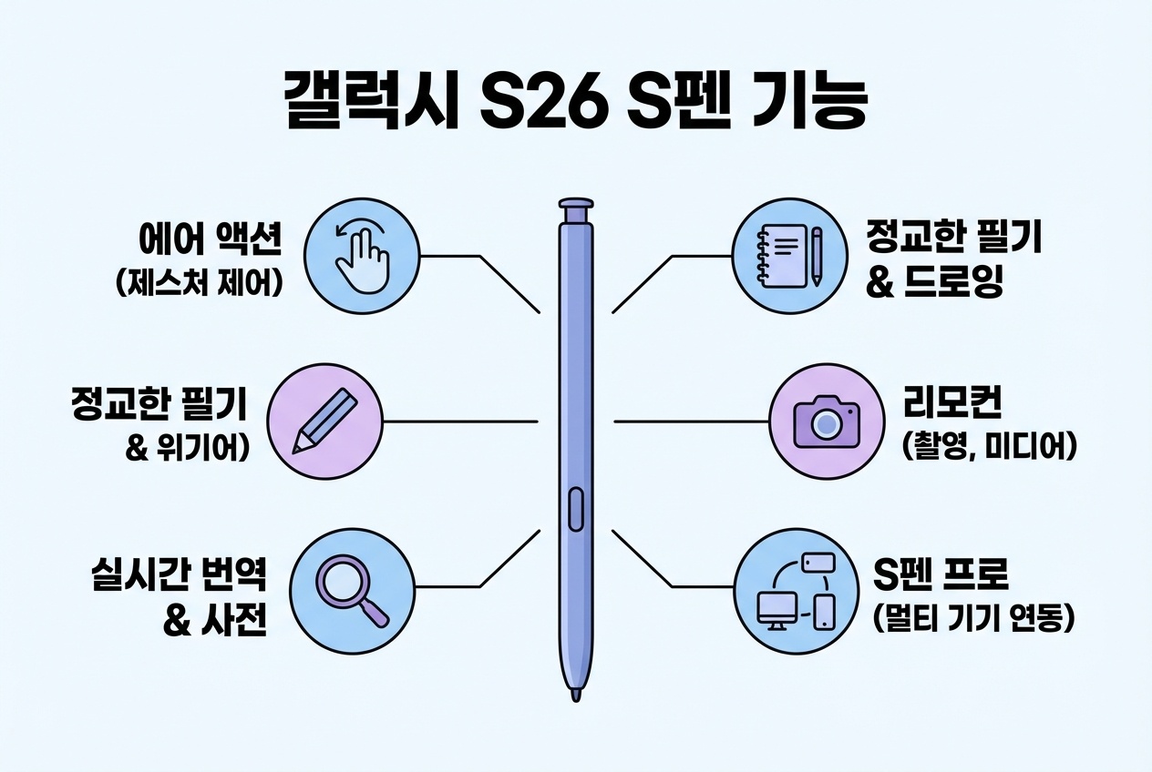 갤럭시 S26 울트라 S펜의 유지 기능과 삭제된 기능 비교 이미지