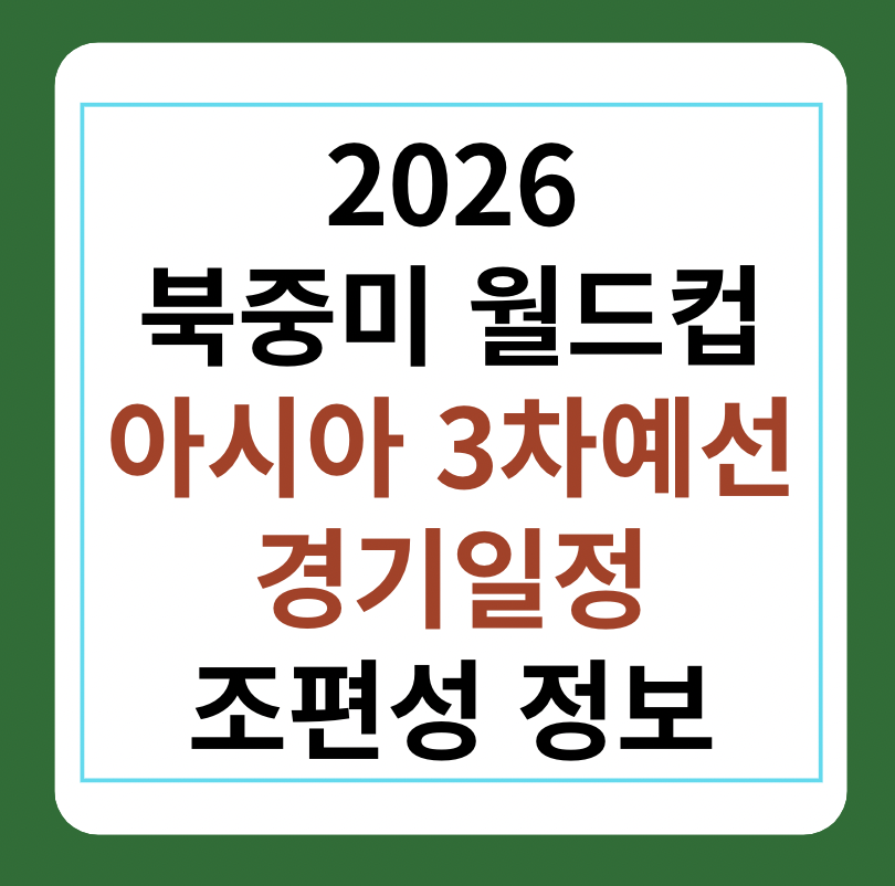 북중미 월드컵 아시아 3차예선 한국 경기일정, 조편성 썸네일 이미지