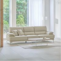 레이디가구 끌레망 천연소가죽 면피 4인용 소파 방문설치, 셰도우화이트