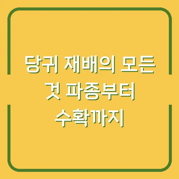 당귀 재배의 모든 것 파종부터 수확까지