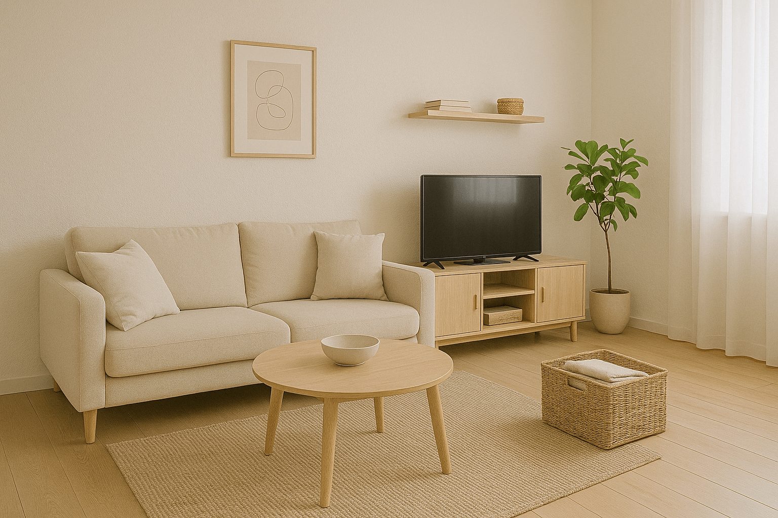 물건 줄여서 정리된 거실사진