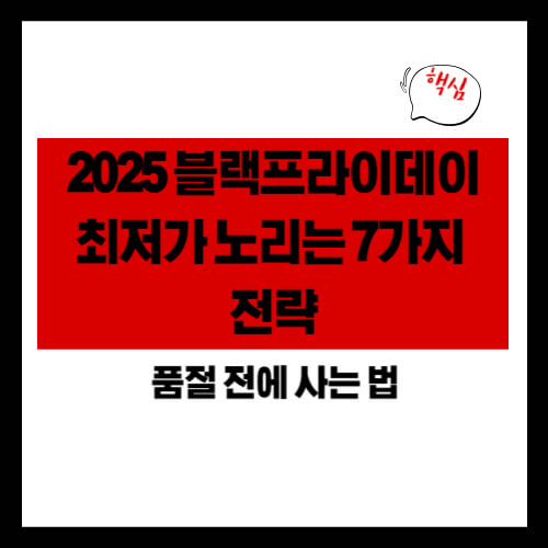 2025 블랙프라이데이 최저가 노리는 7가지 전략|품절 전에 사는 법