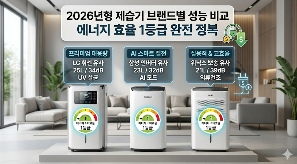 2026 제습기 비교, 에너지 효율 1등급 브랜드별 성능 확인 비교