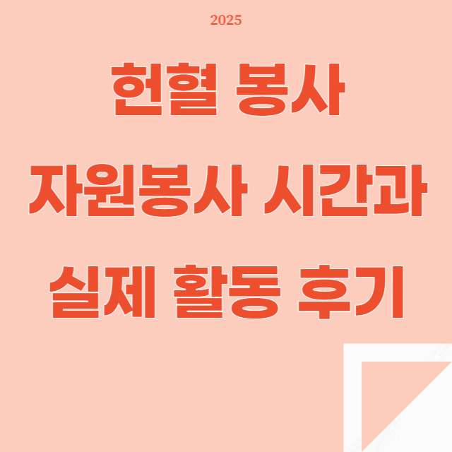 헌혈 봉사로 인정받는 자원봉사 시간과 실제 활동 후기