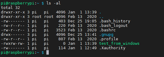 라즈비안에서 생성된 파일을 생성