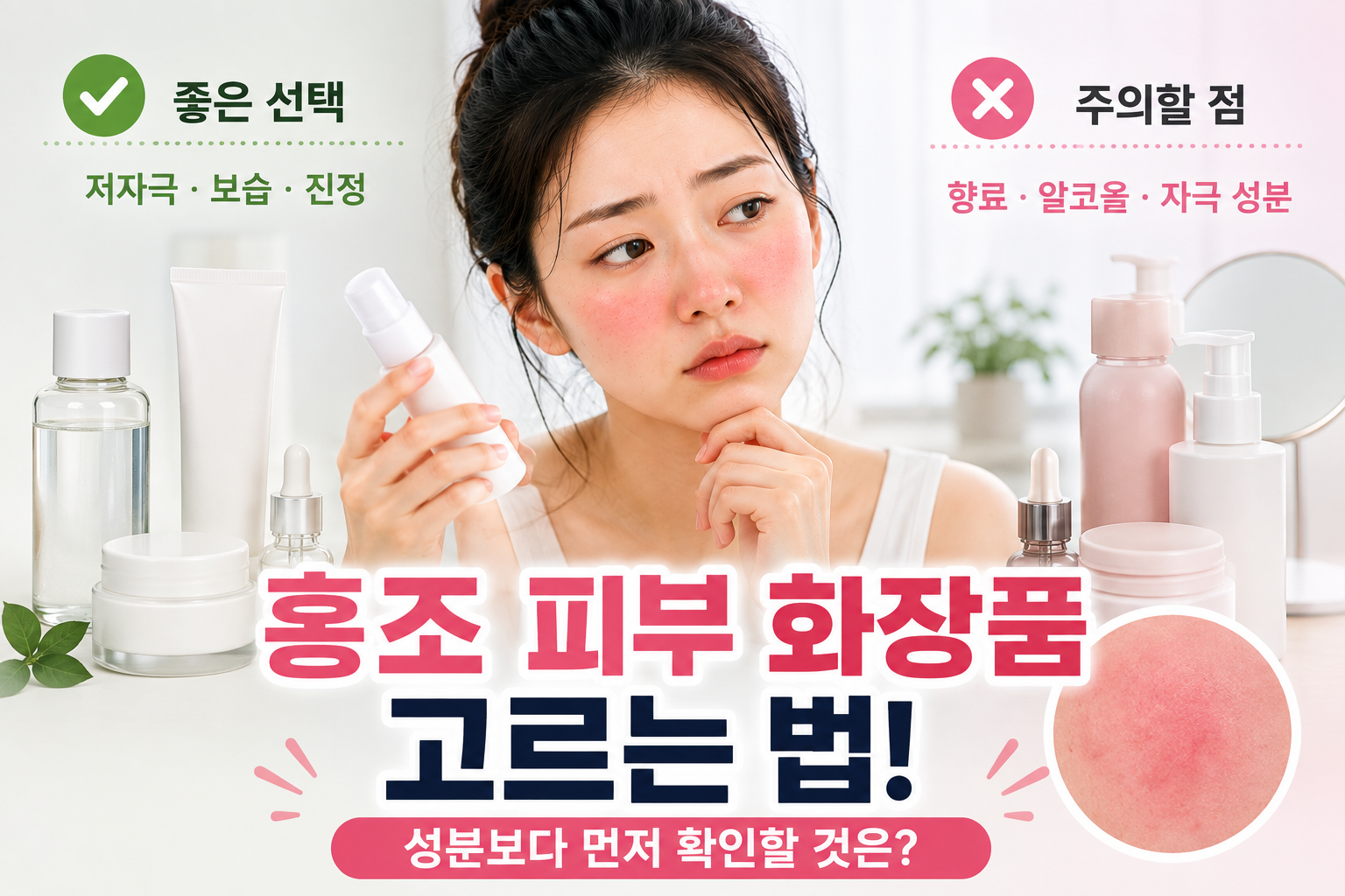 얼굴 홍조 피부 화장품 고르는 법
