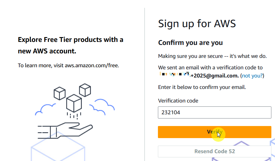 aws인증코드 입력