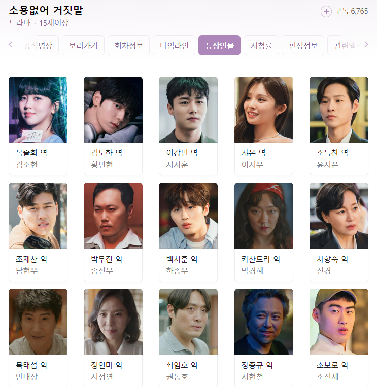 소용없어 거짓말 등장인물