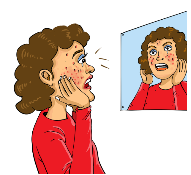 거울에 비친 내 여드름