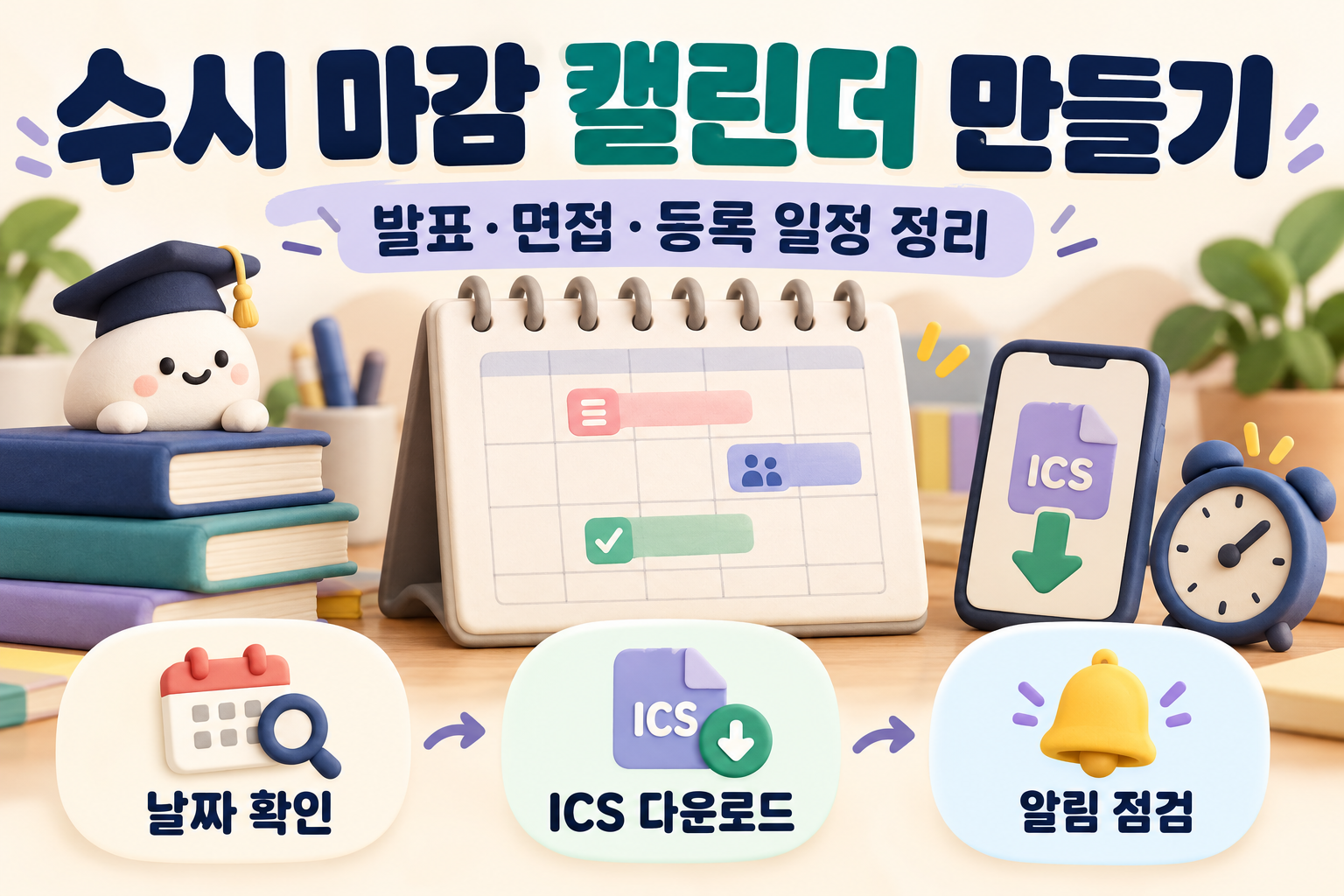 수시 발표&middot;면접&middot;등록 마감 캘린더 만들기 - 내 일정 ICS 다운로드