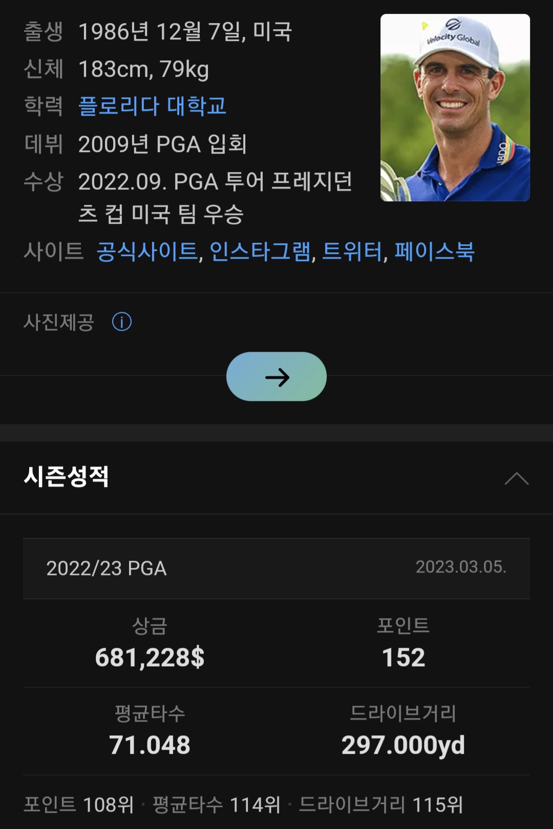 Billy Horschel(빌리 호셸) / Daum 인물검색