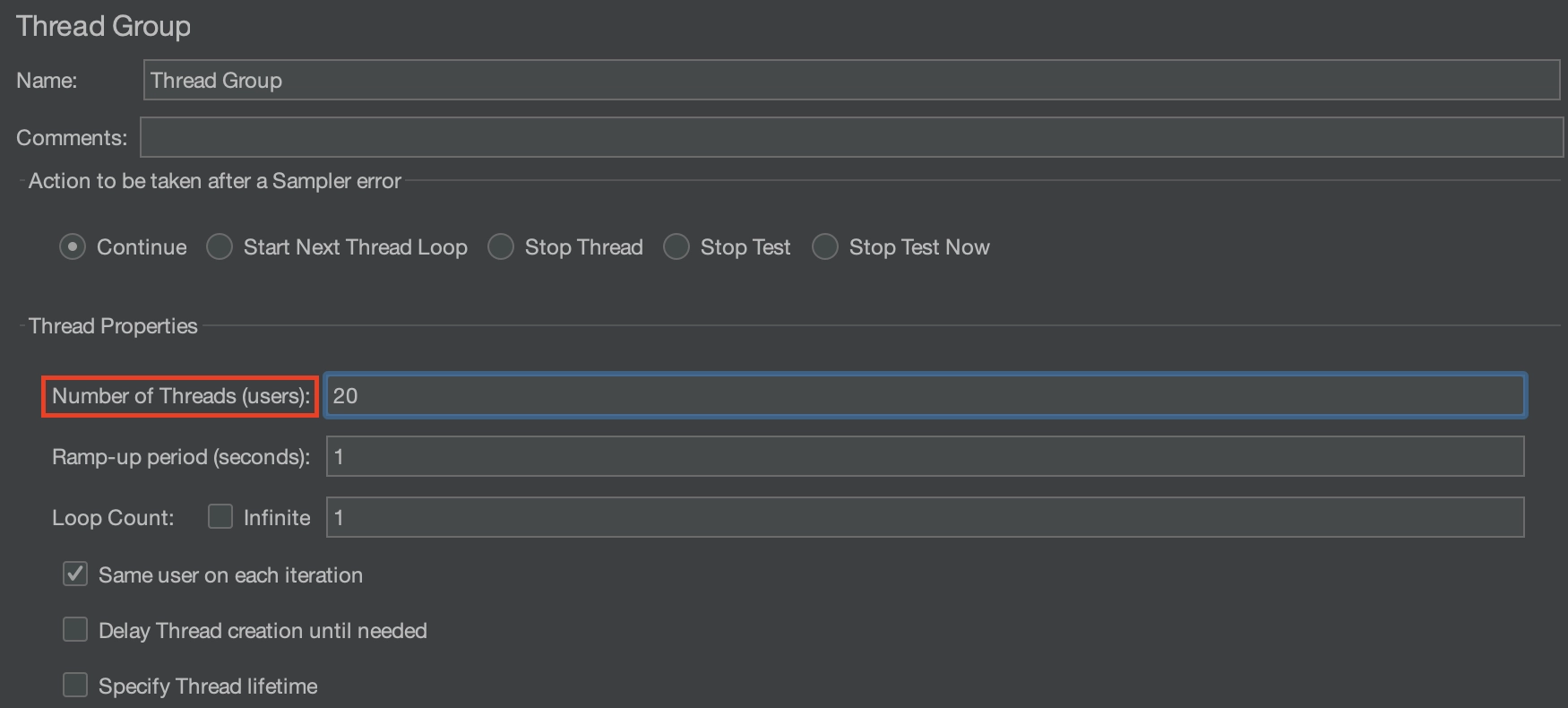 스레드 개수 설정